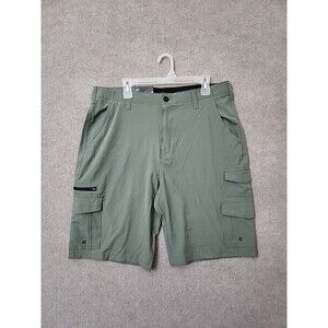 Iron Co Stretch Tech Cargo Shorts Men 36 Cactus Green Lightweight Flex Waist NEW